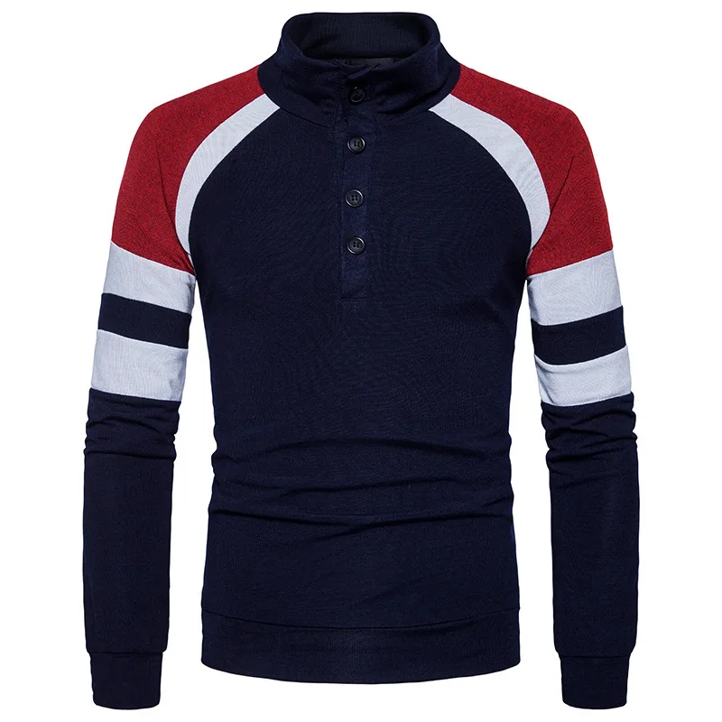 Ouma новый стиль мужской свитер с воротником стойкой рукавами цвет панели