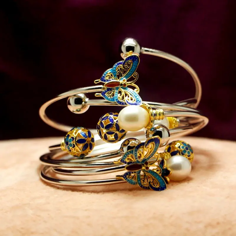 

Fashion Bohemian Open Pearl Bracelet S925 Sterling Silver Bracelet for Women
