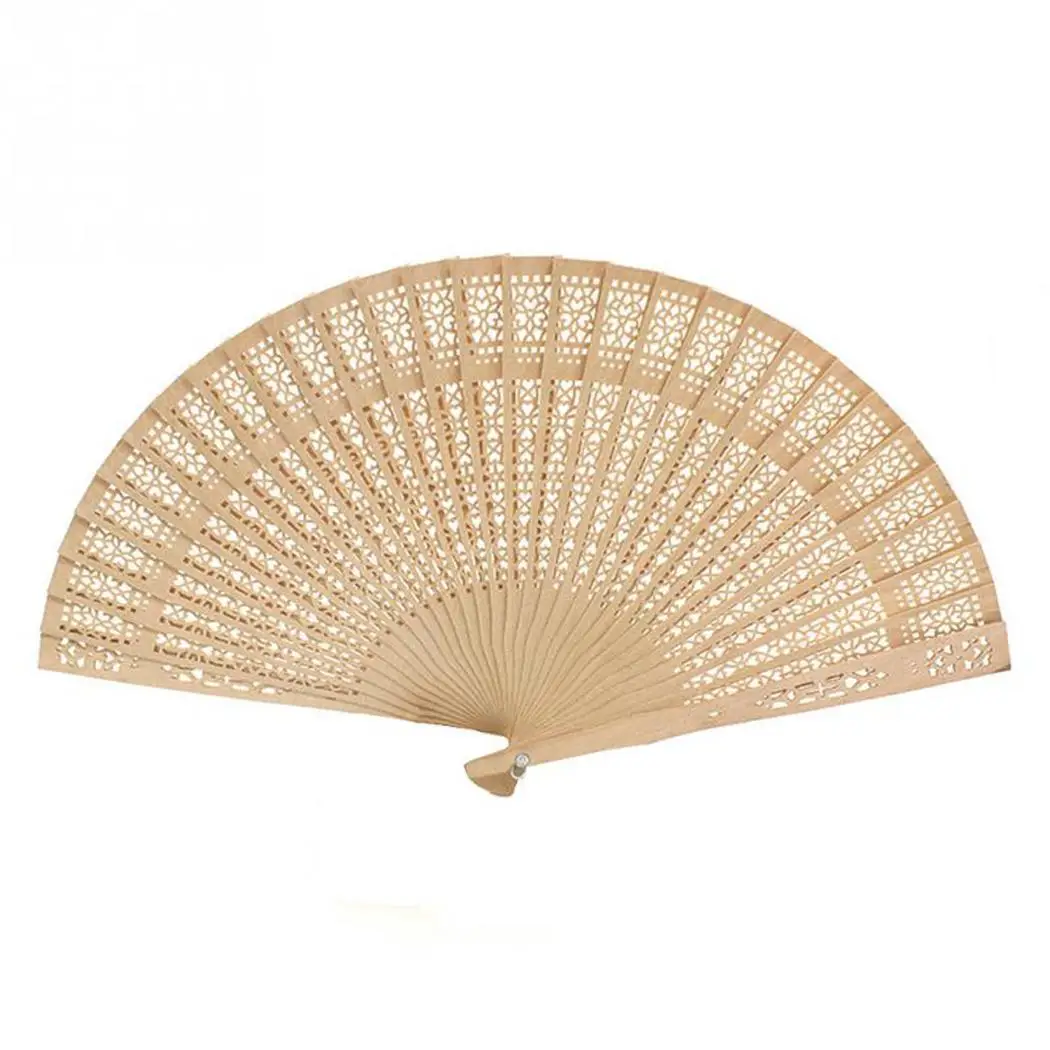 Summer Retro Hollow Out Engraving Sandalwood Wooden Fan Casual Handmade Folding Vintage Fans | Дом и сад
