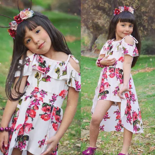 2019 New Princess Floral Dress Toddler Kid Baby Girl Off The Shoulder Romper Jumpsuit Playsuit Dresses Children Summer Sundress | Детская