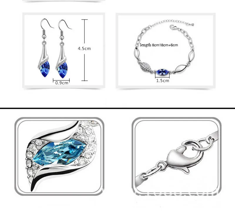 Fashion Crystal Jewelry Sets Water Drop Earrings Pendants Necklaces Dangle Earring Plated for Women | Украшения и аксессуары