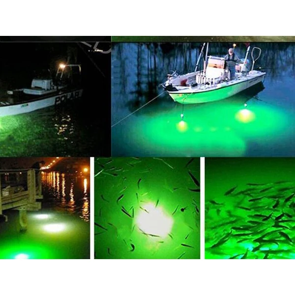 12V LED зеленый подводный погружной ночной рыболовный светильник Crappie Shad кальмар