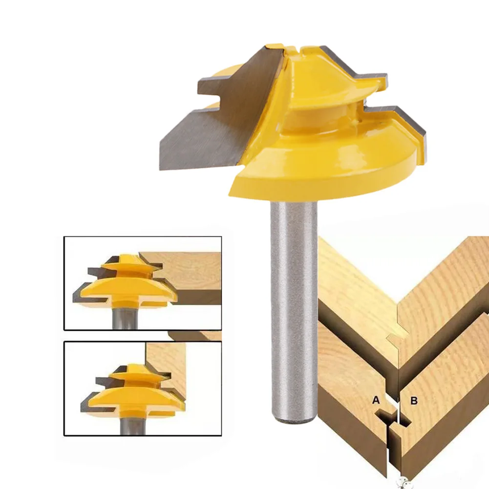 

1/4" Shank 45 Degree Lock Miter Router Bit Carbide Alloy Milling Cutter Drill Bits Industrial Quality Woodworking Tools For Wood