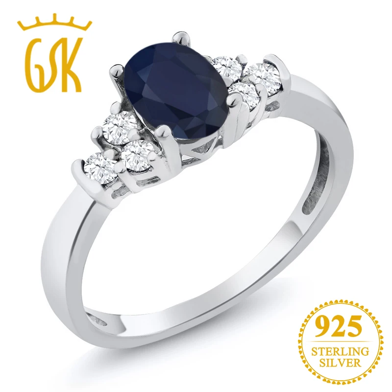 GemStoneKing 0 79 КТ овальной натуральный голубой сапфир Белый Топаз драгоценный камень