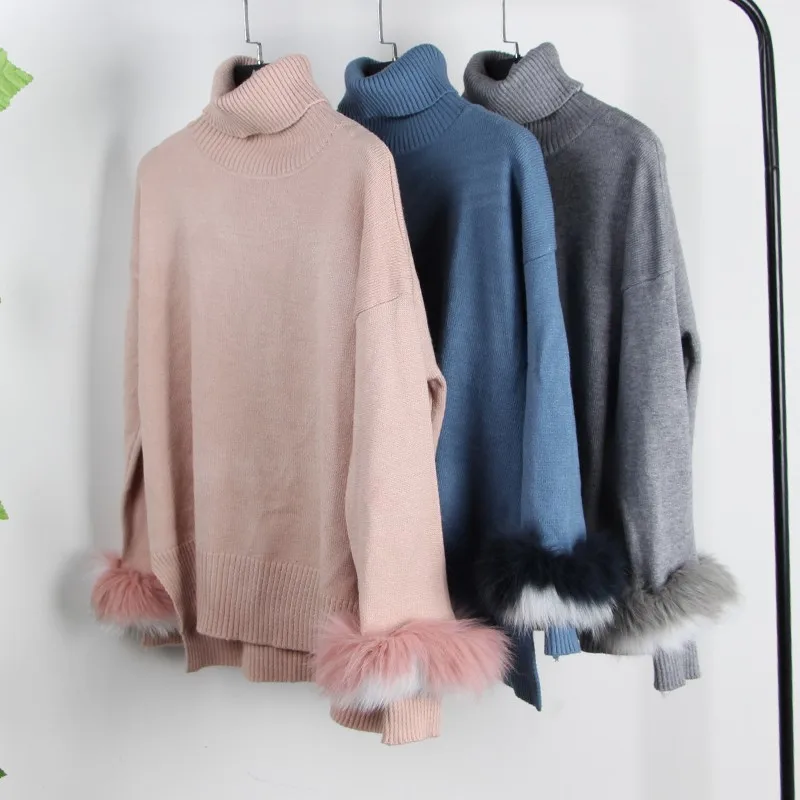 TWOTWINSTYLE Knitted Sweater Women Long Sleeve Turtleneck Asymmetrical Pullover Tops Female Oversized Autumn Casual Fashion 2020 | Женская