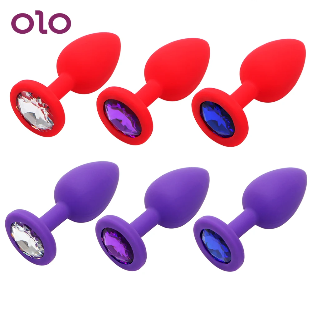 Силиконовый массажер простаты OLO Анальная пробка цветные ювелирные изделия со