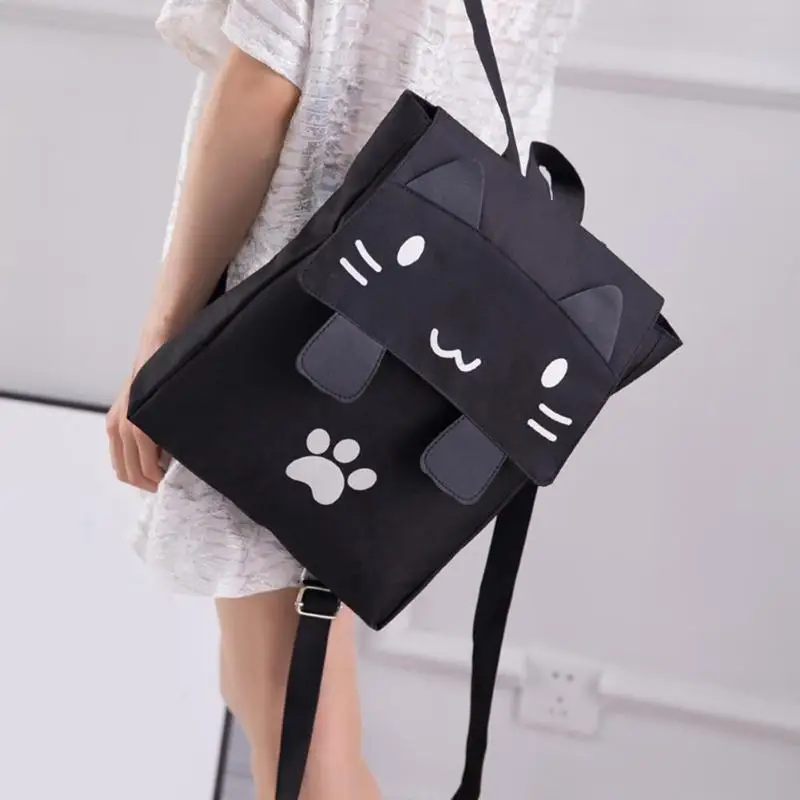 2019 женский милый кот рюкзак холщовые рюкзаки Kawaii школьная сумка для школьники