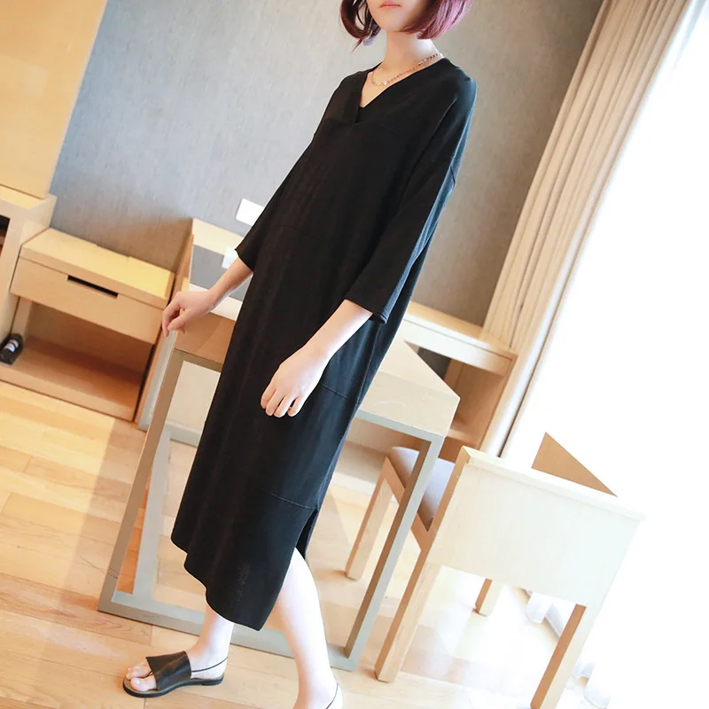 Женское трикотажное платье LANMREM свободное большого размера с рукавом три