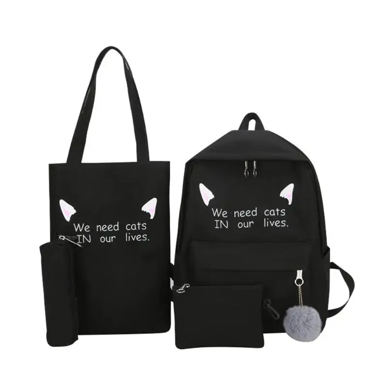 4 шт./компл. 2019 холщовый женский рюкзак Дамская композитная сумка для девочек