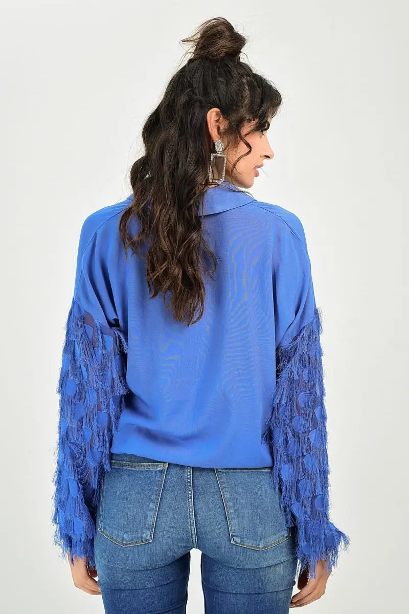 Cool &amp sexy Women Indigo Handle Tassels Bluz BK551 |