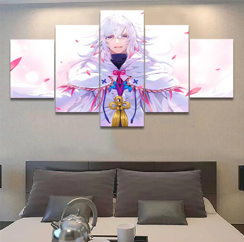 Wall Art картина из 5 частей без рамки с изображением аниме Fate Grand для Мерлин Холст