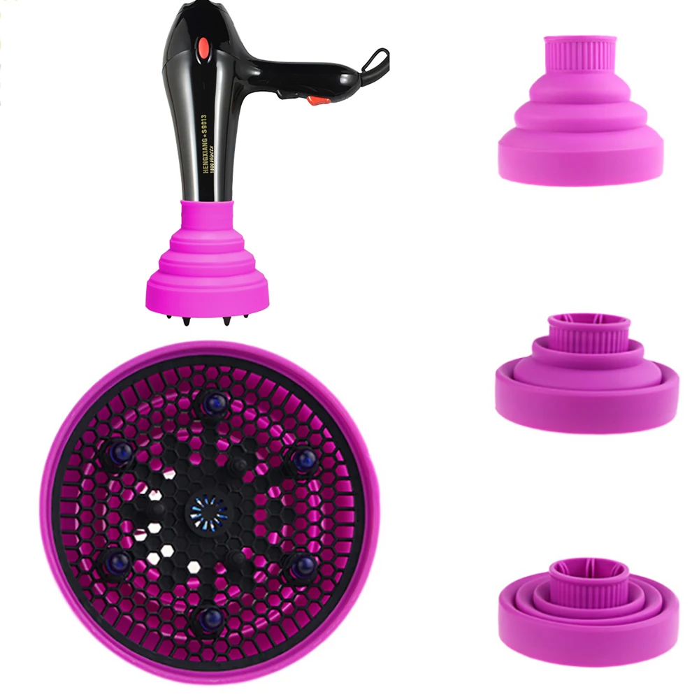 

Silicone Universal Hair Diffuser Blower Hairdressing Salon Curly Hair Folding Diffuser Cover 4 Colors