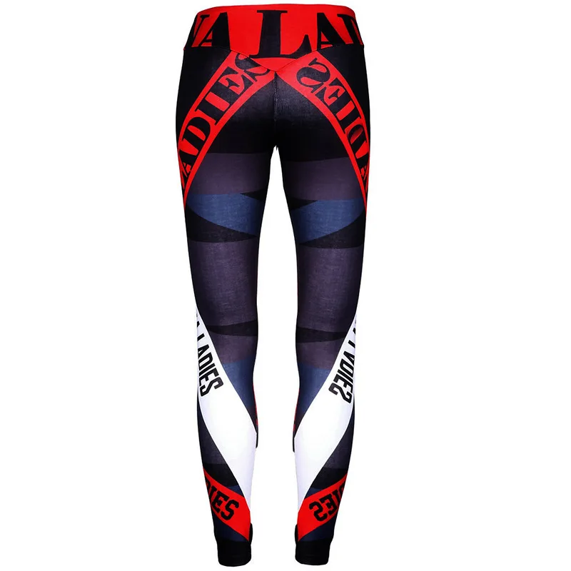 Digital Print Geometric Striped Letter Yoga Pants High Waist Women Fitness Trousers Quick-drying Breathable Sports Leggings | Спорт и