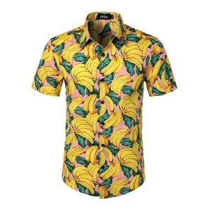 Новинка, Мужская гавайская рубашка, летние праздничные повседневные мужские топы разных цветов с принтом и коротким рукавом, повседневные рубашки для отдыха