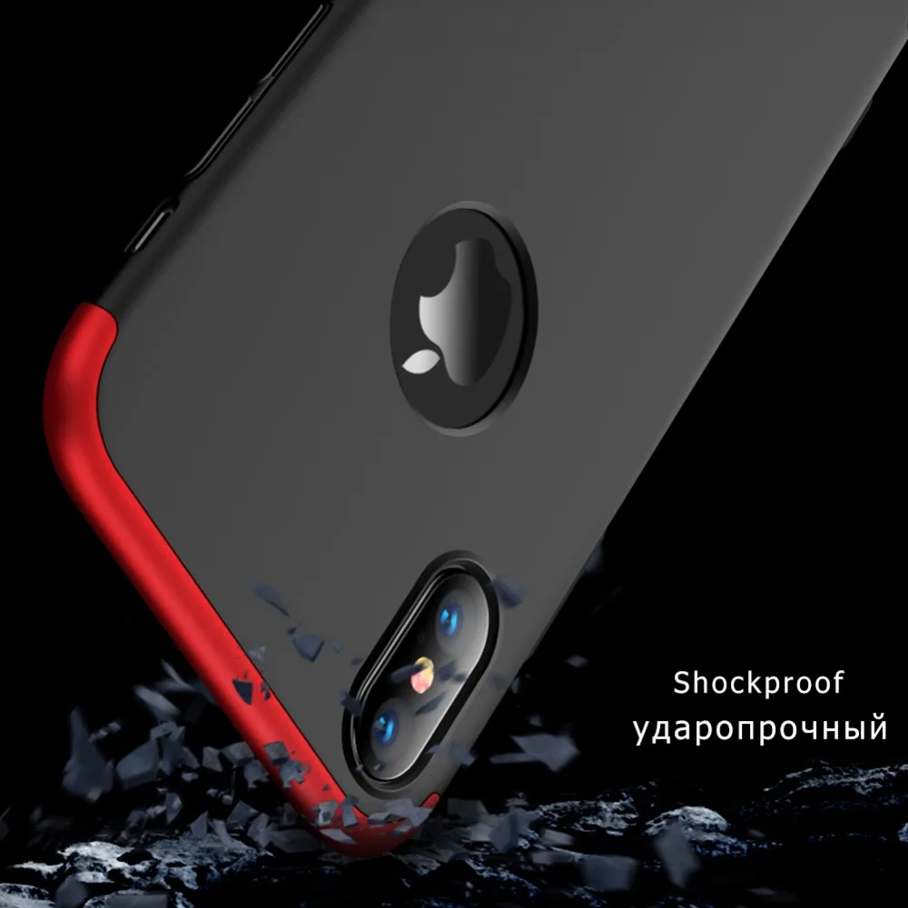 BALMORA 360 Degree Full Protection Case For iPhone X Xs Max 3 in 1 PC Hard Phone Cases 5 5S 6 6s 7 8 Plus Fundas Capa |