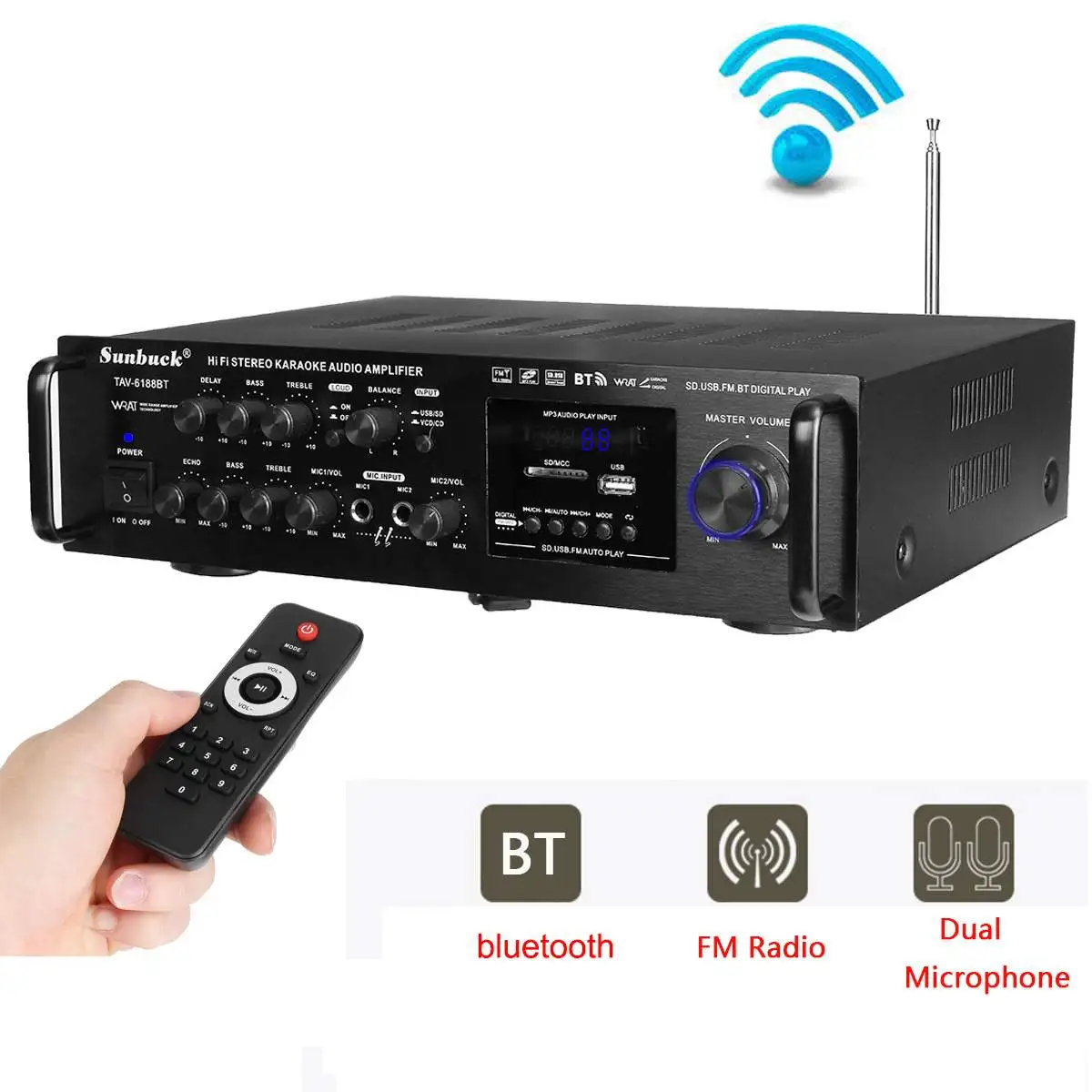 Усилитель мощности стерео аудио bluetooth 4 Ом 2000 Вт 110 В 220 |
