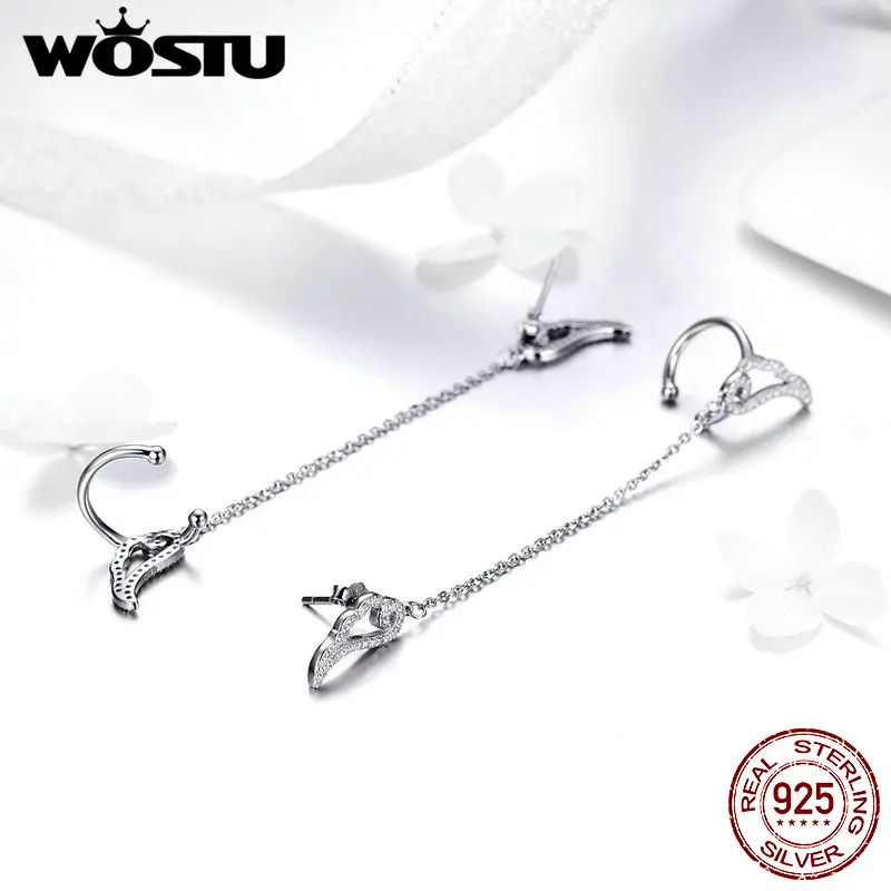 WOSTU оригинал 100% настоящее 925 пробы серебряные серьги гвоздики ювелирное изделие