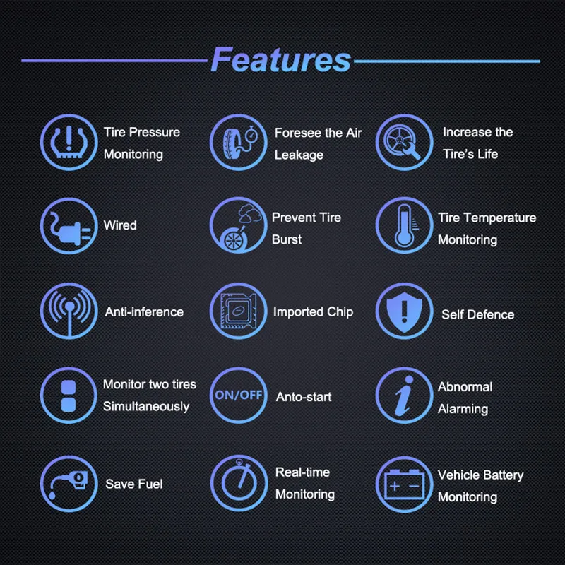Беспроводная система контроля давления в шинах для мотоциклов TPMS с 2 внешними