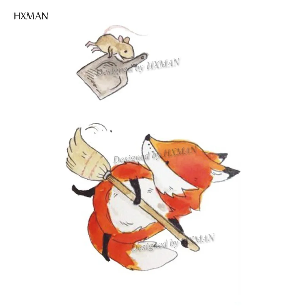 Временная татуировка HXMAN с лисой из мультфильма водонепроницаемая животными