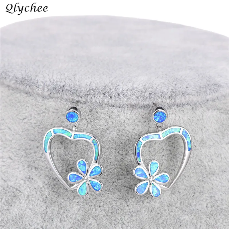 Qlychee 1 пара Мода 925 Серебряный цветок любви висящие серьги для женщин Vogue модные