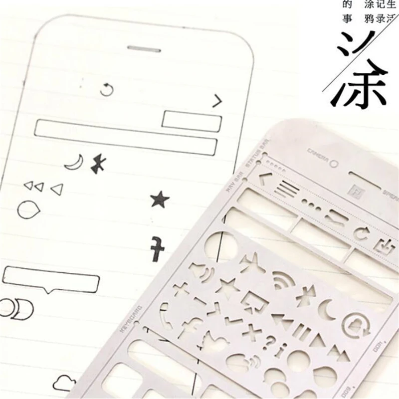 Милые линейки Kawaii полые трафареты креативные iPhone Металлические Линейки для