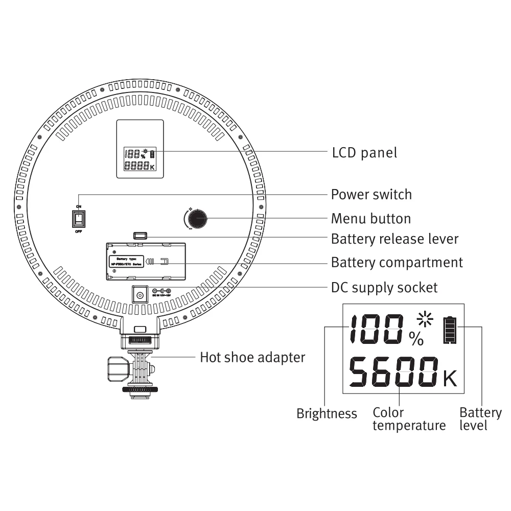 Viltrox VL 500T 9 дюймов 25 Вт 3300K 5600K Профессиональный ультратонкий двухцветный круглый