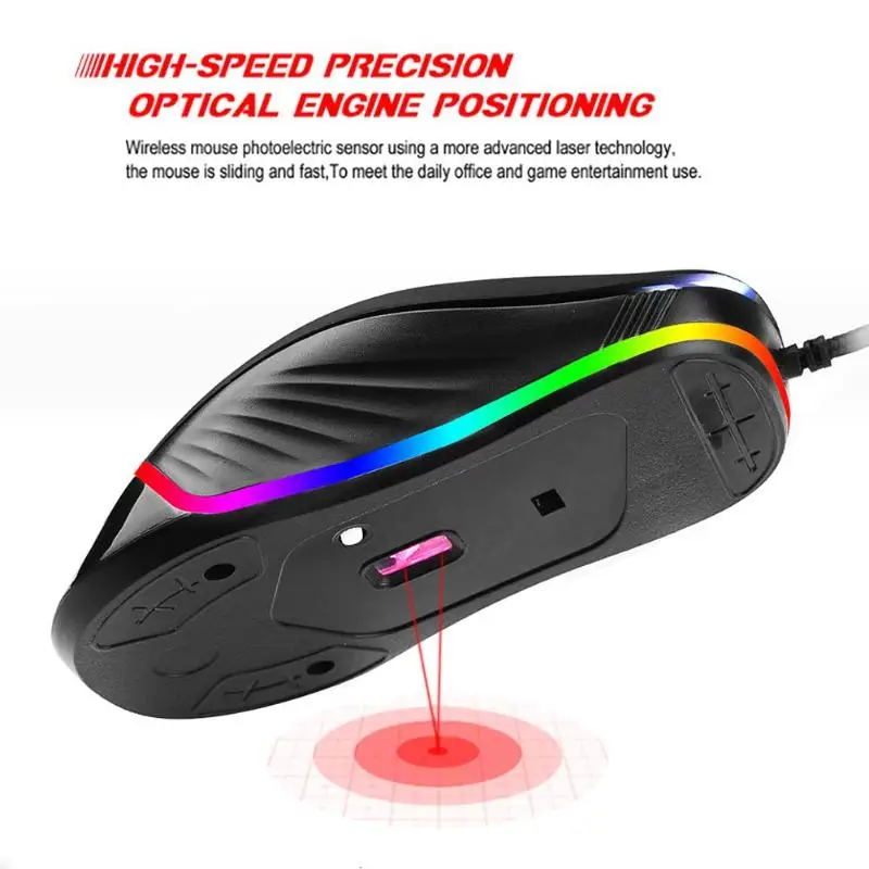 YWYT G827 игровая мышь 4800 dpi USB Проводная RGB подсветка 6 программируемых макро кнопок