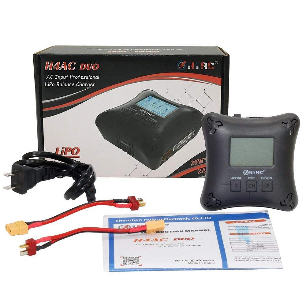 Горячие предложения Eu Plug Htrc Lipo Battery Charger Duo Mini Rc Dual Port 20Wx2 2A X2 H4Ac для 2 4S Charging|Зарядные