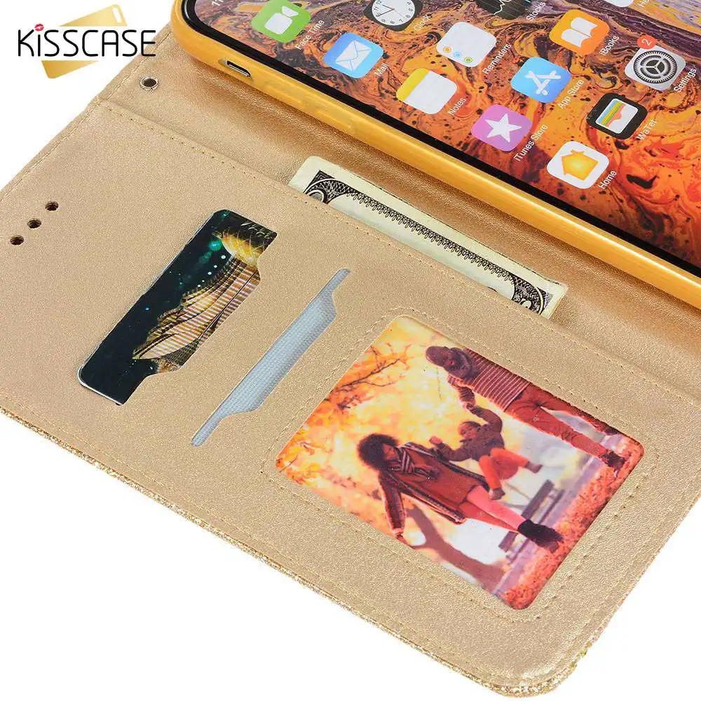 KISSCASE Gillter кожаный чехол для телефона Samsung Galaxy S8 S9 Plus Note 8 9 S7 Edge Чехлы A5 A6 A7 A8 A9 2017