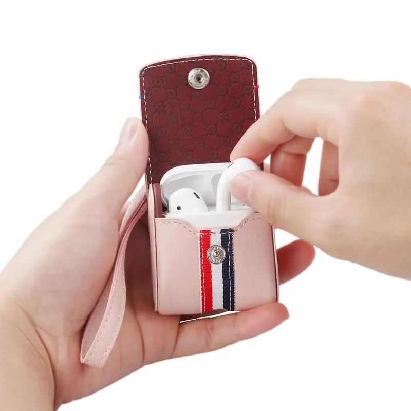 Мини bluetooth гарнитура кожаная защитная для Apple Airpods чехол рукав Take in сумка анти