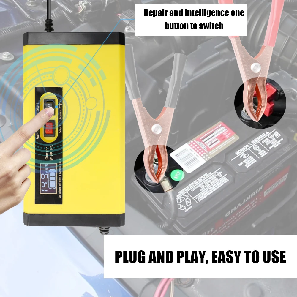 12V 8A полностью автоматическое автомобильное зарядное устройство