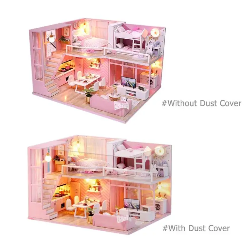 

Wooden Doll House Model Toys Kids DIY Miniature Dollhouse with Furnitures for Children Handmade Birthday Gifts Assemble House