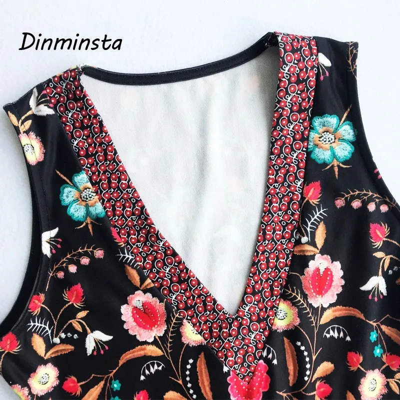 Женское длинное платье с цветочным принтом Dinminsta Элегантное повседневное без