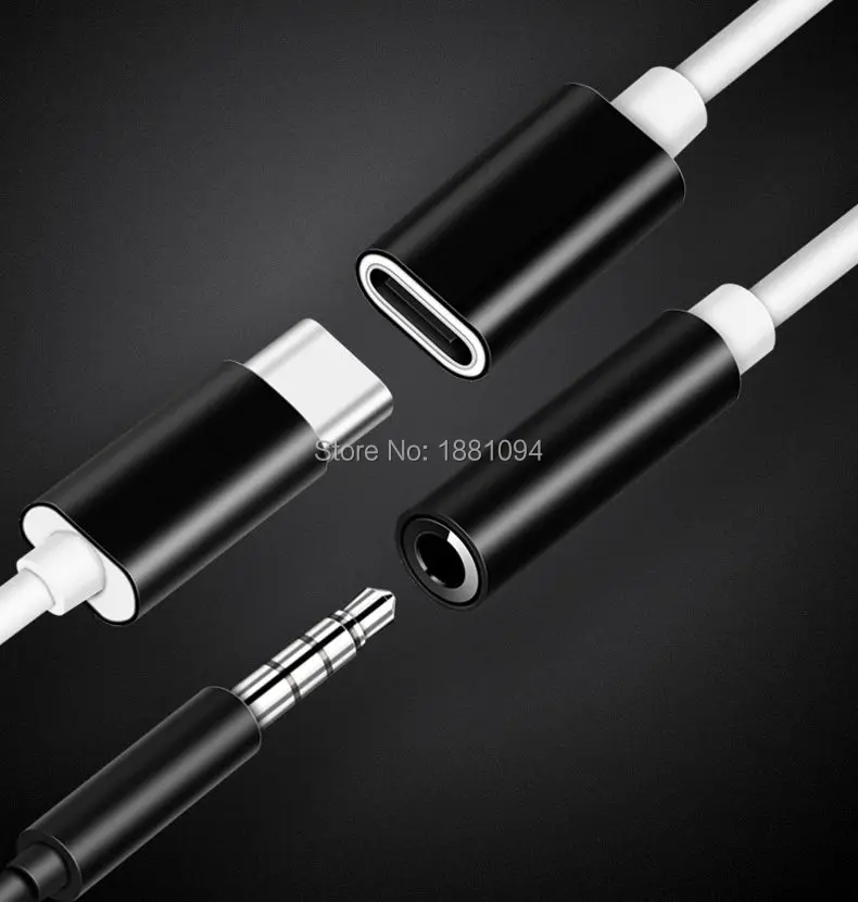 200pcs/lot USB Type C Adapter Charger Audio Cable 2 In 1 Type-C To 3.5mm Jack Earphone Aux Converter For Huawei xiaomi phone | Электроника