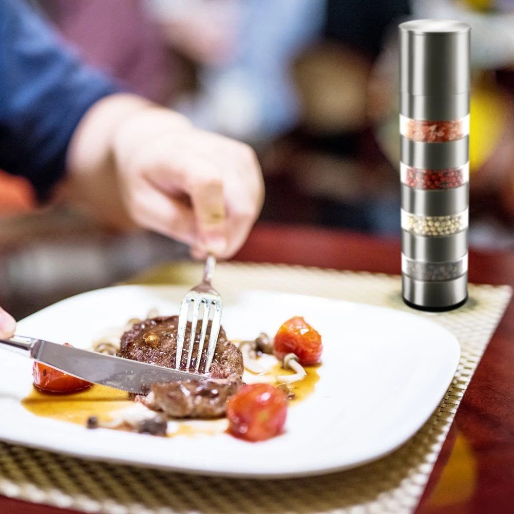 Мода Ручная мельница из нержавеющей стали для соли и Peper многослойная перца с