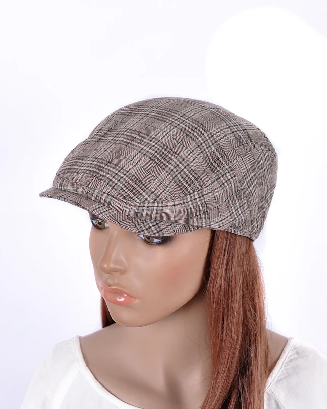 M534 Новая Женская Блестящая Кепка цвета хаки в клетку Newsboy Cabbie Costume Hat |