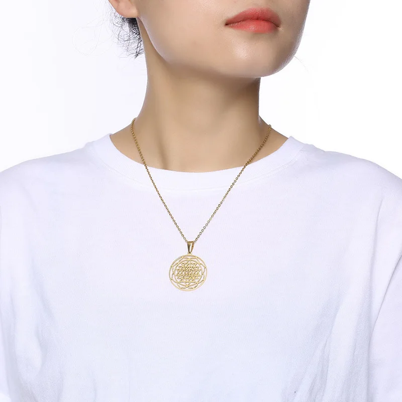 Шакти Шри Ланка кулон ожерелье для женщин мужчин в золотой черный нержавеющей