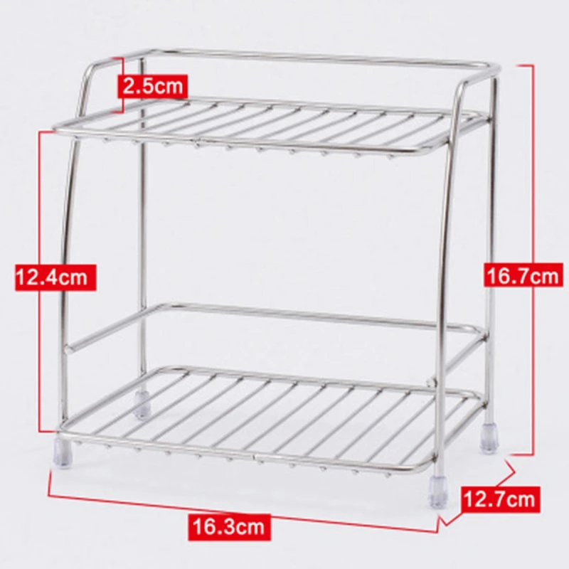 2-Layers Stainless Steel Storage Rack Spice Condiment Basket Desk Organizer Kitchen Bathroom Holder Shelf | Дом и сад