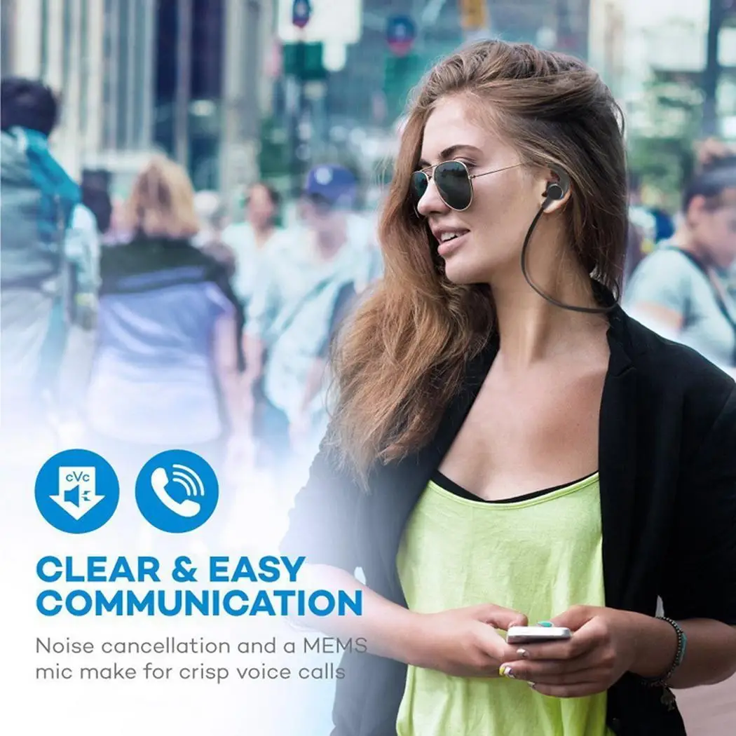 Беспроводные магнитные Bluetooth наушники спортивные стерео басы музыкальные Smart holzer