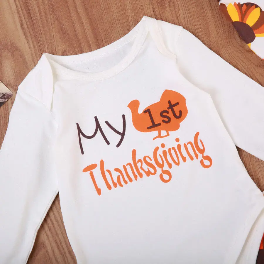 Pudcoco 2019 Brand New Thanksgiving Newborn Baby Boy Girl Top Romper Pants Outfits Set Clothes | Детская одежда и обувь