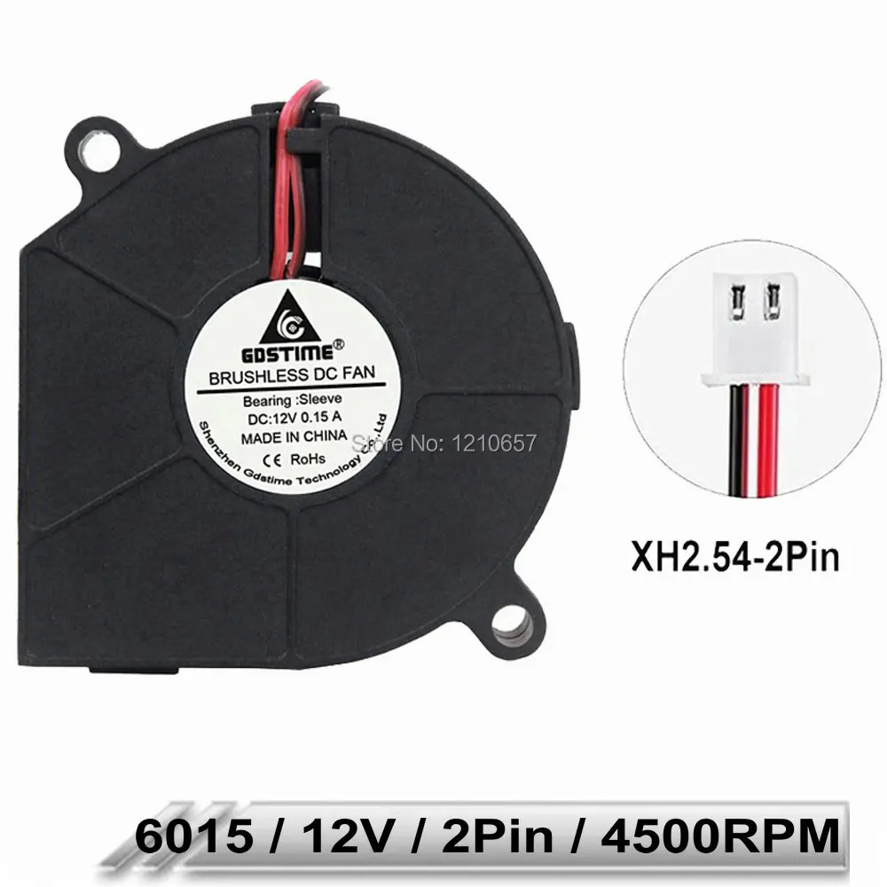 10 шт. Gdstime DC 12 В 2Pin воздуходувка 60 мм 60x15 6015 бесщеточный турбоохлаждающий