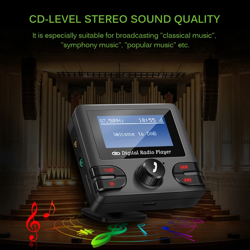 DAB приемник Bluetooth4.2 автомобильный комплект музыкальный плеер fm-передатчик