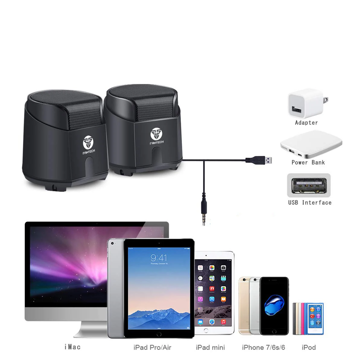 FANTECH Gs201 Pc динамик маленький Usb источник питания 6 Вт мощный выход ПК/ТВ/МП