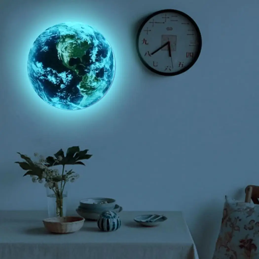 3D DIY мультфильм Синяя земля стерео 50 г светящиеся наклейки на стену круг