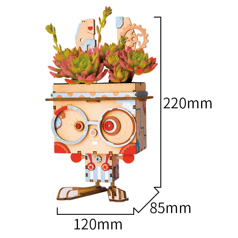 Деревянный DIY модель сборки игрушки 3D пазл сочные растения цветочный горшок