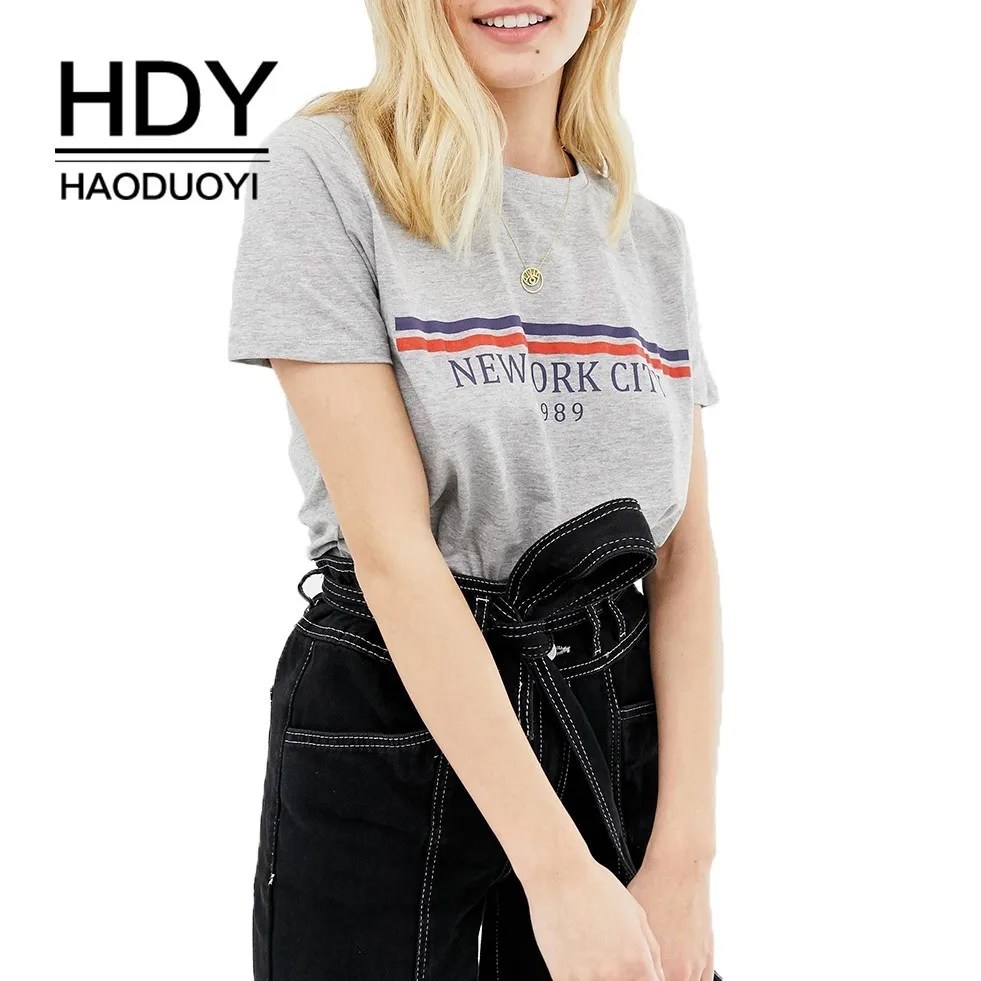 Футболка с принтом HDY Haoduoyi брендовые Популярные летние однотонные серые топы