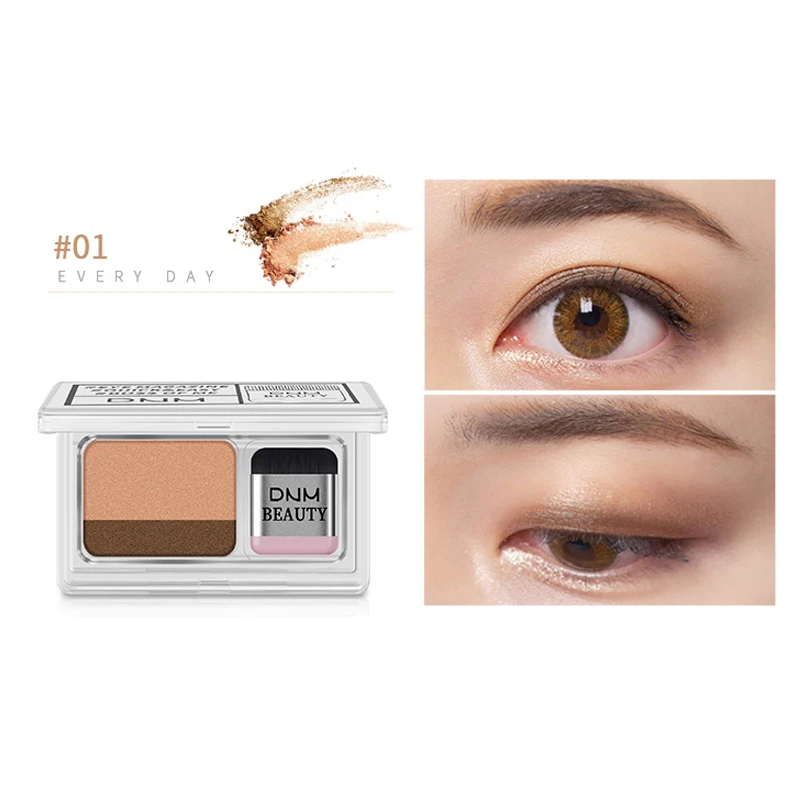 Двойная двухцветная палитра теней для век Shimmer Matte Eye Shadow Makeup с кистью |