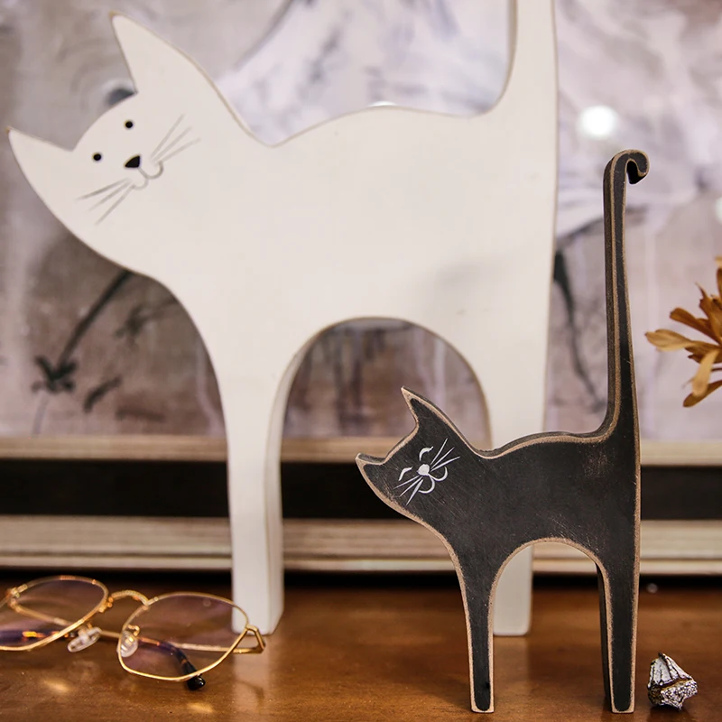 Новое поступление модные Pet фигурки животных Деревянный кот Винтаж дома