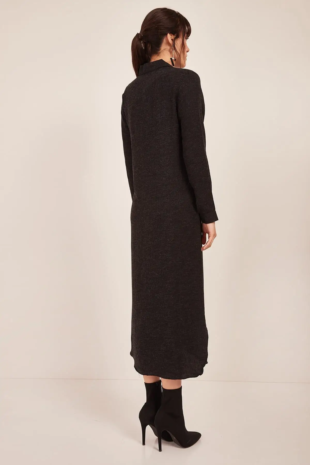 Ola Women Anthracite Wool Viscose Shirt Dress ELB-19000033 | Женская одежда