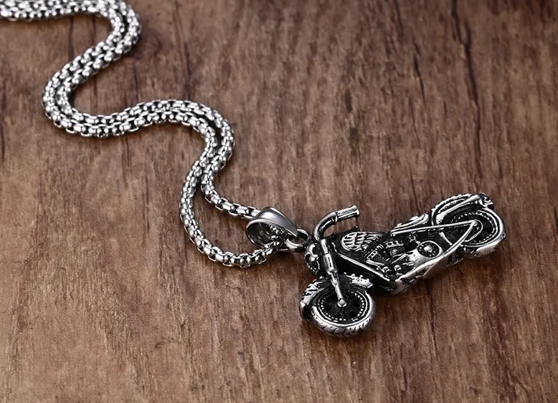 Men's Punk Gothic Ghost Rider Pendants Rock Stainless Steel Motorcycle Motor Bike Necklaces for Male Cool Boy Jewelry | Украшения и